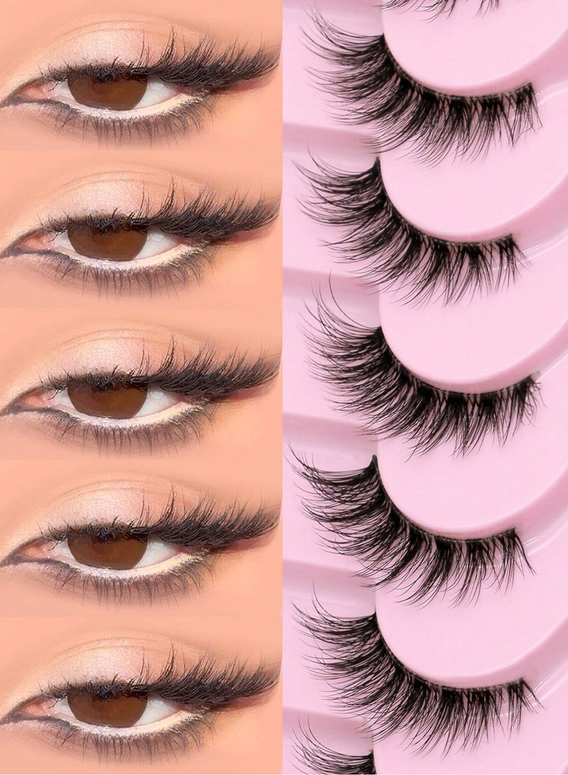 MARYA 3D Half Eyelashes, 10 Pairs Transparent Clear Band Wispy Lashes, Short Natural Soft Synthetic Fiber Cluster Lashes, Invisible Band for Daily Makeup - Image 1